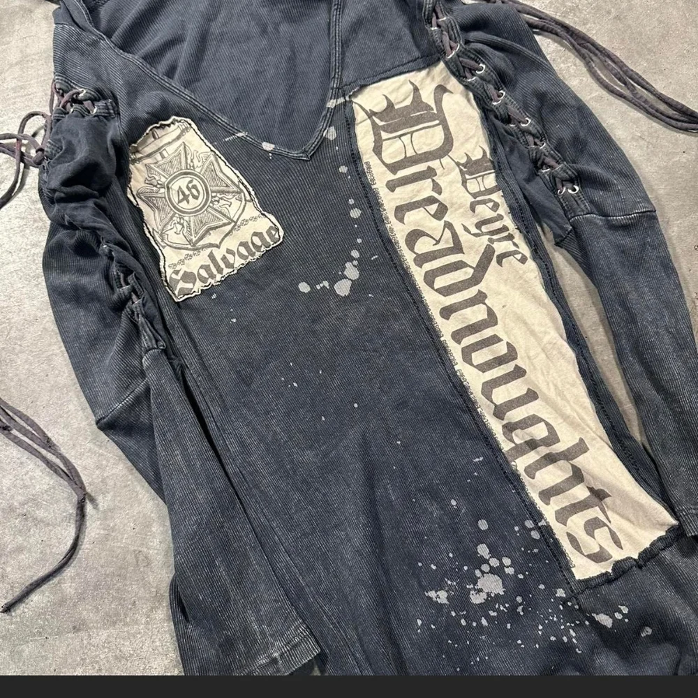 Salvage Vintage Y2K Black Hooded Dress With INSANE GRAPHICS!! M - Picture 2 of 7